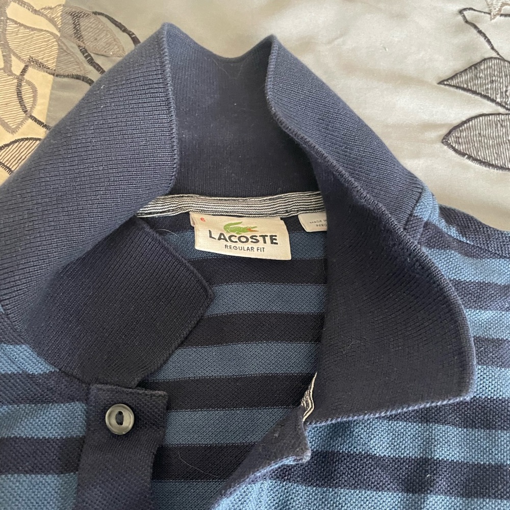 MENS Lacoste striped polo shirt large - Picture 2 of 4